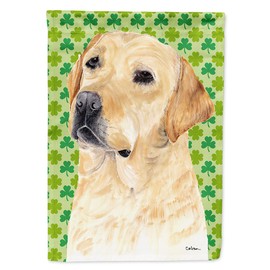 Caroline's Treasures SC9296GF Labrador Yellow St. Patrick's Day Shamrock Portrait Flag Garden Size, Small, Multicolor