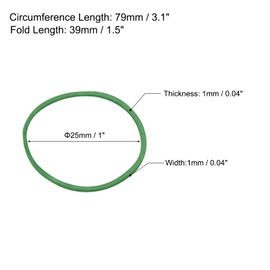 sourcing map 100 Pack Rubber Band Stretchable Rubber Elastic Band Green 25mm x 1mm Hair Rubber Bands for Home Office