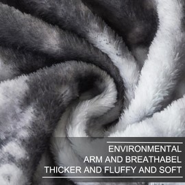 Richave Fuzzy Blanket Queen Size - Tie Dye Grey, Premium Lightweight Anti-Static, Plush and Furry Faux Fur, Reversible Queen Blankets for Queen Full Bed, 90x90 Inches,Tie Dye Grey