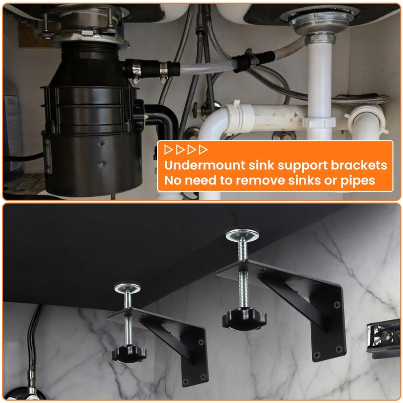 Afcabakila 4 PCS Undermount Sink Support, Heavy Duty Under Mount