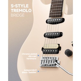 Donner DMT-66 39 Inch Full Size Electric Guitar for Beginner, Starter Electric Guitar Kit with Bag, Pink