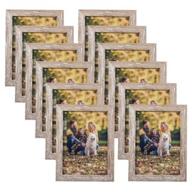 Lyeasw Rustic 5x7 Picture Frame Set of 12, Multi Woodgrain Farmhouse Photo Frames for Wall or Tabletop, Beige