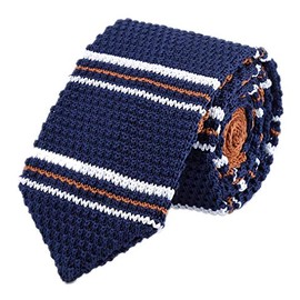 Men's Boy Deep Navy Blue White Brwon Jacquard Silk Ties Knitted Designed Necktie