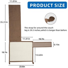 Cat Scratch Furniture Protector with Natural Sisal for Protecting Couch Sofa Chair Furniture,Couch Protector from Cat Claws 23.6L''*19.7W'' (Brown, Right Handed)