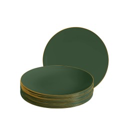 LUXE PARTY NYC Plastic 30 Pack Dinnerware Plates | Disposable| 7.5"| Salad Plate| Appetizer | Dessert| Partyware| Party Supplies | Holidays | Emerald and Gold