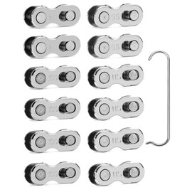 QWORK® 12 Pairs Chain Lock Bicycle Chain for 6-7-8 9 10 11 Chain Bicycle Reusable Bicycle Chain Silver