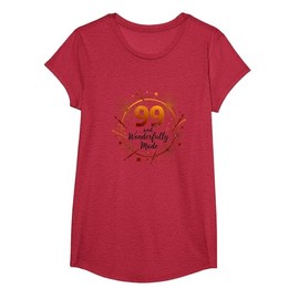 99 and Wonderfully Made - Birthday Gift for Seniors T-Shirt, Girls, Red Heather