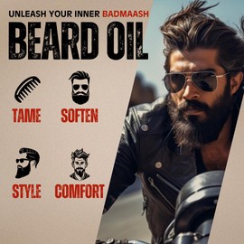 Badmaash Beards Beard Oil - All-Natural Hydration & Softness | For All Beard Types | Made in North America | 1oz Bottle (Sandalwood)