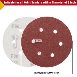 100 PCS 6 Inch Sanding Discs 2000 Grit, 6 Hole Hook and Loop Sandpaper, Round Orbital Sand Paper Discs for Sander