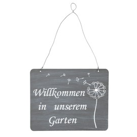 levandeo Sign Welcome to the Garden 31 x 25 cm Decorative Grey Dandelion Iron Metal Door Sign Wall Picture Garden Decoration Outdoor Decoration