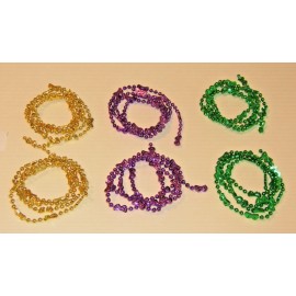 Unbranded Mardi Gras Garland 4-13mm, 30" each Mini Decorations Shiny Gold, Purple & Green