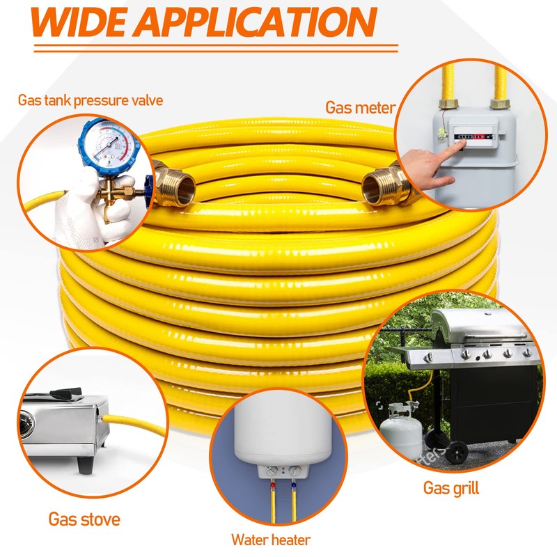 Grehitk 33ft 1/2'' Flexible Gas Line, CSST Corrugated Stainless Steel