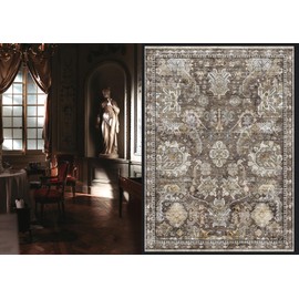 RUGSURE Washable Area Rugs - Perfect for Living Room, Bedroom, Kids Room, Nursery - Stain & Water Resistant Non-Slip, Pet & Child Friendly, Vintage Tribal Area Rugs (Ivory, 3' x 5 ')