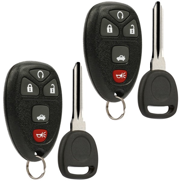 Key Fob Keyless Entry Remote with Ignition Key fits Cadillac DTS/Chevy Impala Monte Carlo 2006-2013 (OUC60270, OUC60221), Set of 2