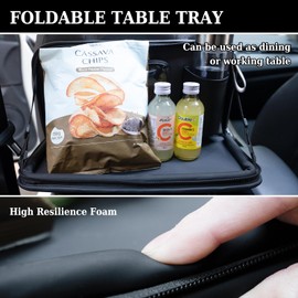 Coverado Nappa Leather Backseat Car Organizer, Backseat Hanging Organizer with Foldable Tray, Kick Mats Back Seat Protector, Multi-function Car Storage Accessories and Garbage Bag Holder-1 Pack