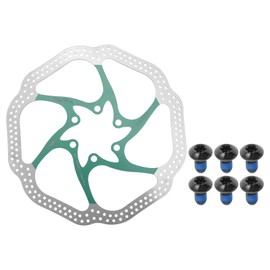 BULLSPANN 1 Set Bicycle Disc Brake Rotor, 160mm Bicycle Brake Disc Rotor, 6 Volt, Bicycle Flow Disc Brake Rotor, Green