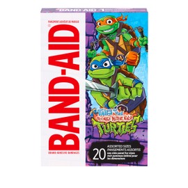 Band-Aid BAND-AID Brand Adhesive First Aid Bandages for Minor Cuts & Scrapes, Wound Care Featuring Nickelodeon TMNT Characters, Fun Bandages for Kids & Toddlers, Sterile, Assorted Sizes, 20 ct