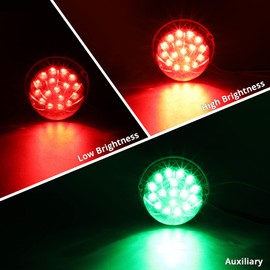 Partsam 1PCS Dual Revolution 17 LED Watermelon Light for Semi Truck, Red Stop Turn Signal and Marker to Green Auxiliary Light, Underglow Light Compatible with Freightliner Kenworth Peterbilt