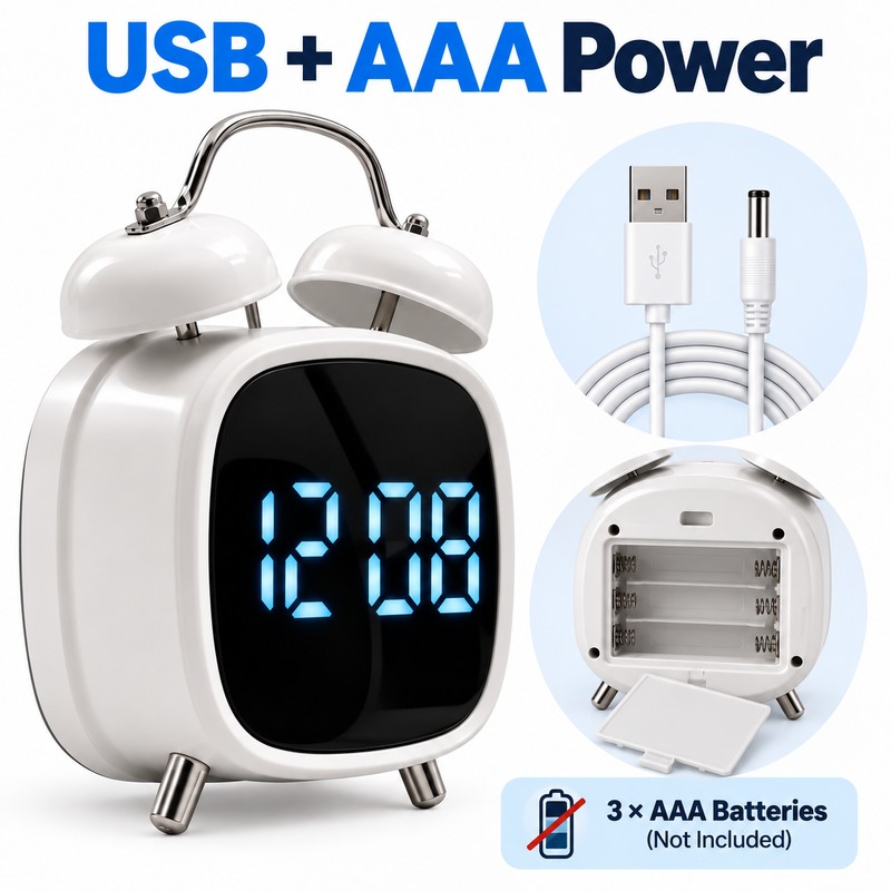 Super Loud Digital Alarm Clock with Dual Bell – LED