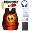 XNAUVOI Football Pattern School Bag, Flame Football Print School Bag,