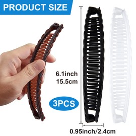 Alpinleux 3 Pcs Banana Hair Clips for Women, Large Double Combs Hair Claw Clips, Banana Clip Hair Accessories for Long Short Thick and Thin Hair (3 Colors)