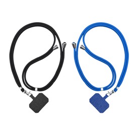 Universal Cell Phone Strap (2 Pack), Crossbody Phone Lanyards for Neck Adjustable Wrist Straps as Phone Grip Compatible with Most Phone Cases,Black SkyBlue