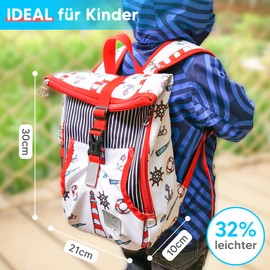 MIXIRL® Nursery Backpack for Boys and Girls Small Lightweight | 3-7 Years | High-Quality Children's Backpack with Chest Strap | Bottle Compartment - Ideal for Hiking, Nursery & Nursery, White