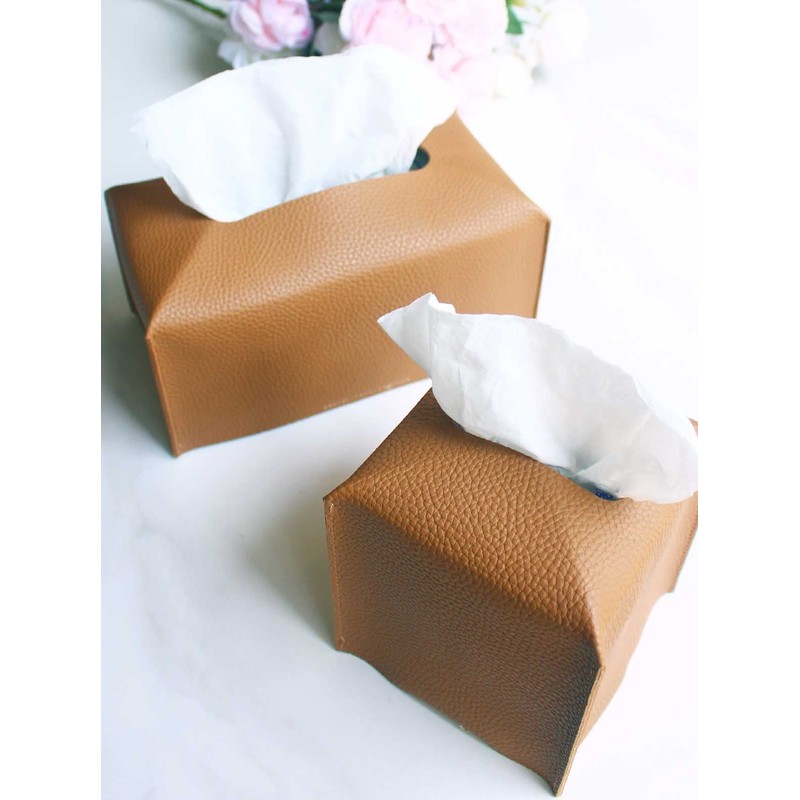Tissue Box Cover Rectangular Leather – with Bottom Belt [JESMINI,