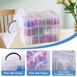 VTG Bead Organizer Box, 84 Pcs Small Organizers, 3-Tier Bead Storage Containers Portable Organizer and Storage Box Stackable Plastic Cases for Bracelet Making DIY Jewelry Nail Charms
