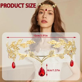 FAINCA Elf Crown, Elf Jewellery, Forest Fairy Elves Crown, Retro Elves Headpiece, Wedding Bridal Tiara, Elf Headpiece, for Cosplay, Weddings, Alloy, rhinestone, glass, none