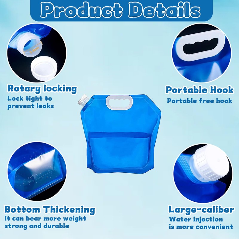 KSVFTB 2 Pack Collapsible 5 Litre Water Container - BPA-Free