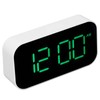 LED Digital Alarm Clock Brightness Adjustable 12/24Hr White Shell Green