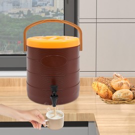 Insulated Beverage Dispenser 3 Gal/6.6Gal, Stainless Steel Commercial Drink Dispenser with Spigot, 24H Hot/Cold Thermal Carafe for Coffee, Tea, Water, Parties (Brown, 6.6Gal/25L)