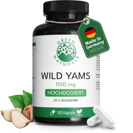 Green Naturals Premium Yams – 180 High Dose Capsules of 500 mg Made in Germany – 100% Vegan & No Additives