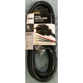 Use Electronics in Most Homes Built in 1996 AND after Prime 30 Amp 6ft Dryer Cord,4-prong -NEW in Package