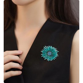 Rhinestone Sunflower Brooch Pin Large Crystal Flower Brooch Lapel Pins Gold Rhinestone Pin for Women Wedding Party Dance Jacket Blazer Clothes Hat Accessories, Large, Metal, no gemstone