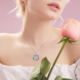 CRMAD Daughter Necklace from Dad Sterling Silver Tree of Life Crystal Jewelry Gifts for Daughter Women (crystal)