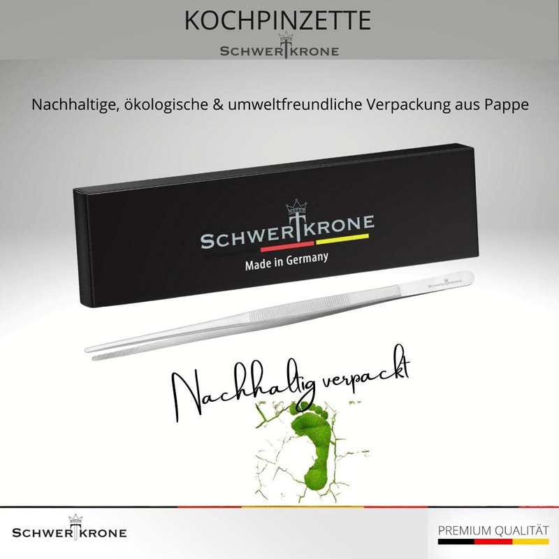 Schwertkrone Küchenpinzette Kochpinzette und Grillpinzette 25 cm Edelstahl rostfrei
