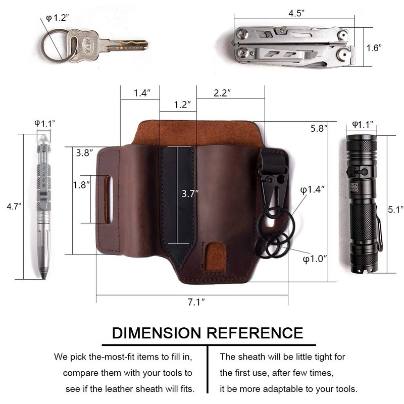 Gentlestache Multitool Sheath for Belt, Leather EDC Pocket Organizer for