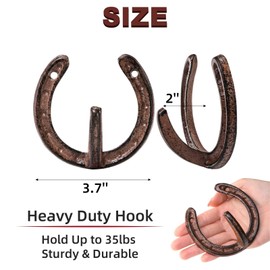 ZAVOOS 6 Pack Cast Iron Wall Hooks, Vintage Heavy Duty Wall Mounted Horseshoe Hanger, Multiuse Coat Hook Farmhouse Decor for Hanging Hat Key Towel Bag