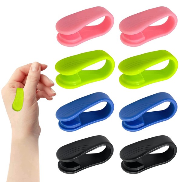 Massage Acupressure Clip 8 Pieces Portable Acupressure Device for Migraine Aid Used Tension Anxiety Relieve Stress Pain (Green & Black & Blue & Pink)
