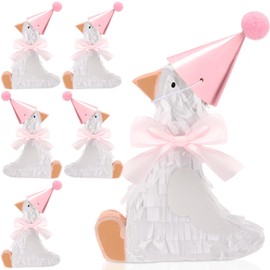 Poen 6 Sets One Silly Goose Pinatas 5" x 6" Bow Silly Goose 1st Birthday Decorations Baby Shower Photo Props First Birthday Party Supplies Centerpieces(Pink)