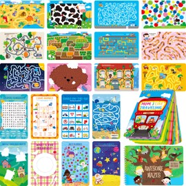 SpriteGru 2 Travel Game Pads, 61 Dry Erase Activities Games Reusable & Erasable Book, Fun Brain Challenge Games Interesting Educational Toy and Learning Tool for Road Trip Airplane Travel