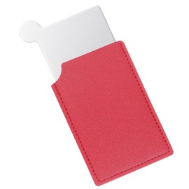 uxcell Small Pocket Mirror for Purse, Stainless Steel Compact Makeup Mirror with Leather Case, Travel Mirror Handheld Mirror for Women, Girls, Purse, Gift (Red, 2.5 x 3.66)