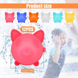12pcs Reusable Water Balloons, Dog Shape Silicone Water Splash Balls Refillable Water Bombs for Kids Adults Outdoor Water Fight Game Summer Pool Party Toy