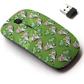 2.4G Wireless Mouse with Cute Pattern Design for All Laptops and Desktops with Nano Receiver - Easter Bunny Eggs on Green