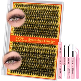 Cluster-Wimpern-Set, D-Curl, GlowVane Einzelset, 10–18 mm, Cluster-Wimpern mit Wimpernbindung und Dichtung und Pinzette, wiederverwendbare Wimpernbügel, einfach zu verwenden und zu entfernen (30D +