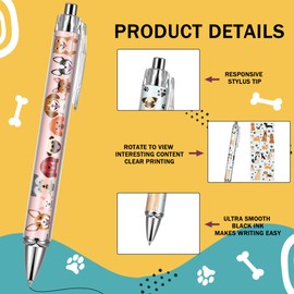VorkiVecKi Dog Ballpoint Pens Gifts - School Office Retractable Supplies 24 Pcs Cute Gifts Bulk Black Ink Smooth Fine Point Writing Pen Colorful Graduation Birthday Gift for Women Men Teacher Students