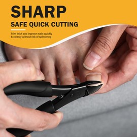 BEZOX Toe Nail Clippers for Thick Toenails for Seniors – Raised Cutting Edge Ingrown Toenail Clippers, Ergonomic Design Toenail Scissors for Thick Nails, Podiatrist Recommended - Black