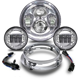 7 inch Motorcycle LED Headlight 4.5" Fog Passing Lights DOT SAE Approved, Compatible with Davidson Fat Boy Street Glide Heritage Softail Road King Switchback Electra Glide Ultra Classic Chrome